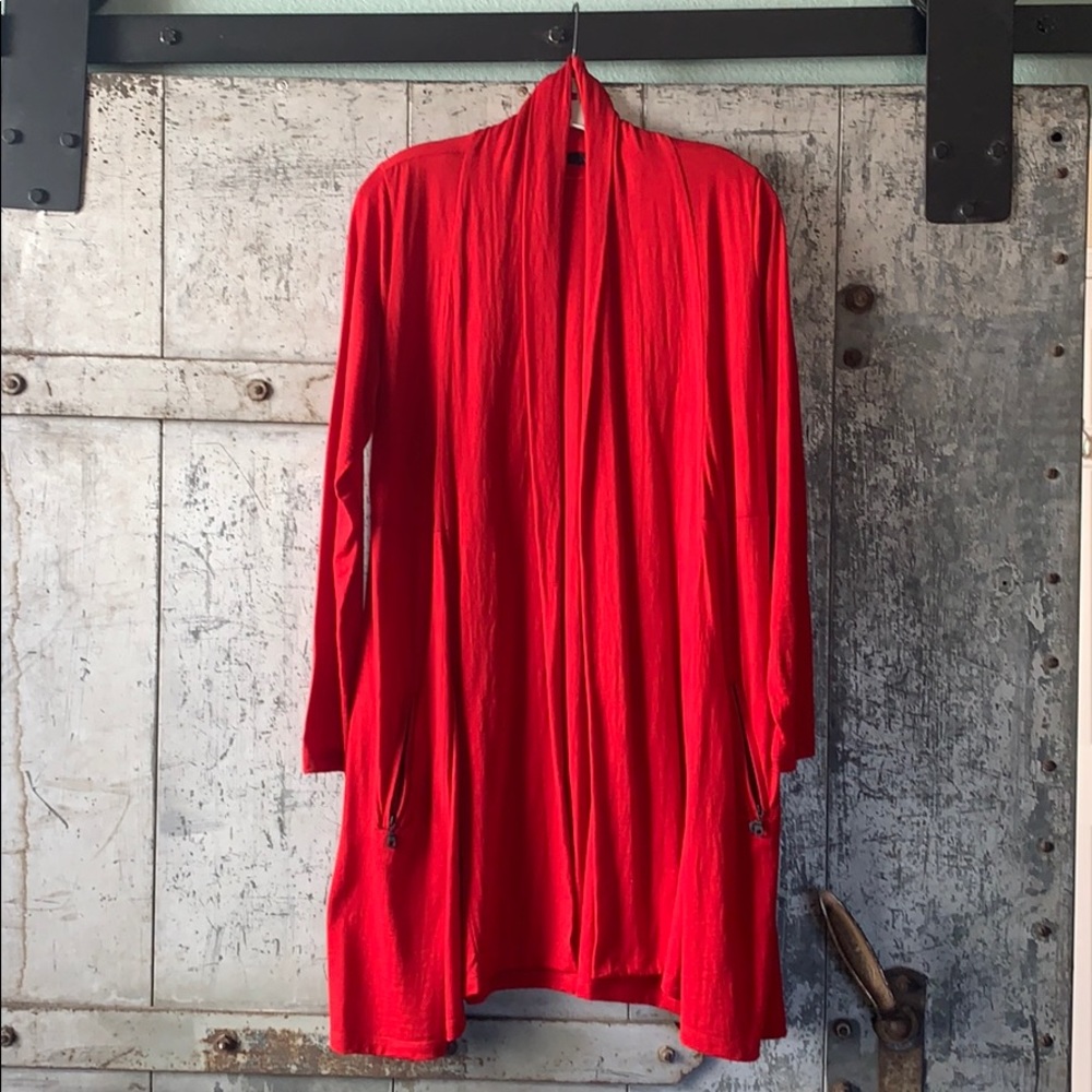Red Merino Wool Cardigan, Foil Large